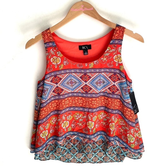 BCX sleeveless high low Floral printed tiered ruffled bottom Top, Size: S, NWT - Picture 1 of 6